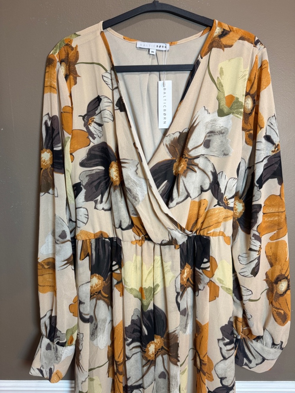 Baltic Born Floral Maxi Wrap Dress XL Boho Long Sleeve Gown NWT Flawed - Picture 3 of 11